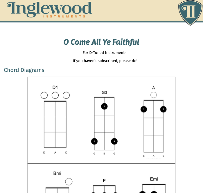 "O Come, All Ye Faithful" Dulcimer Guitar Chord Guide