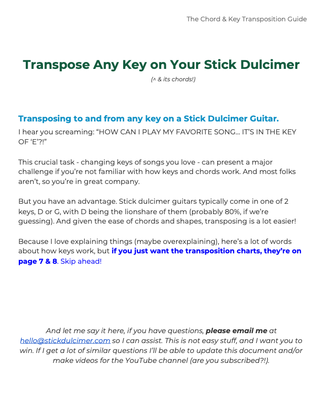 Dulcimer Key Change Guide