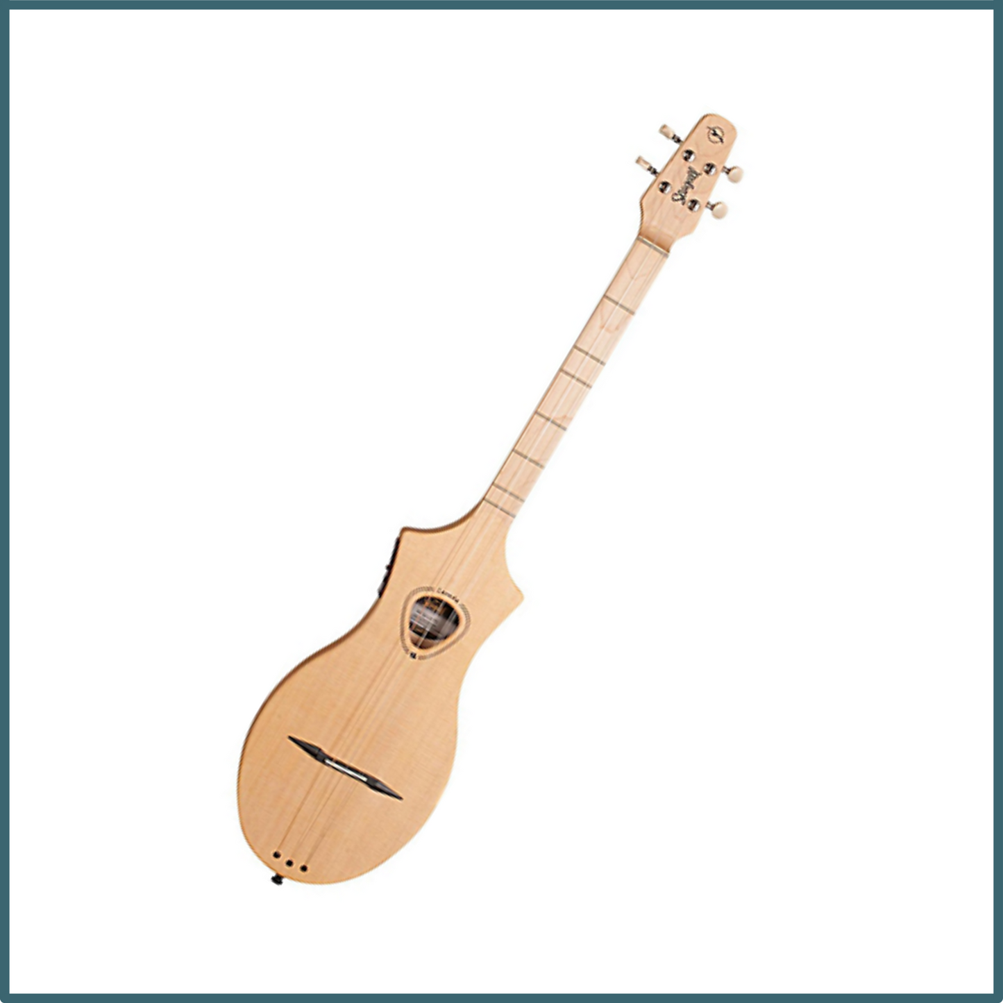 A Seagull Merlin M4 Spruce EQ Dulcimer guitar with a natural wood finish, showcasing the front, side, and back of the instrument.