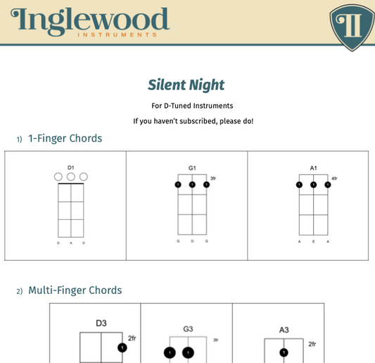"Silent Night" Dulcimer Guitar TAB, Melody, & Chord Guide