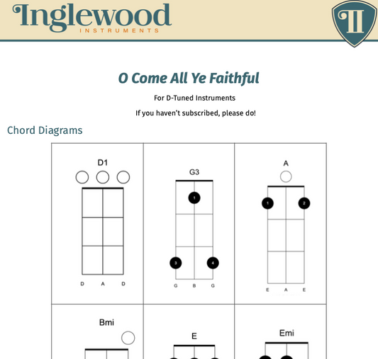 "O Come, All Ye Faithful" Dulcimer Guitar Chord Guide