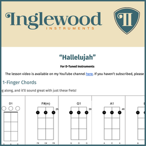 "Hallelujah" Dulcimer TAB Guitar Chord Guide