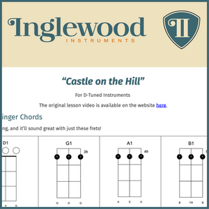 "Castle on the Hill" Dulcimer TAB Chord Guide