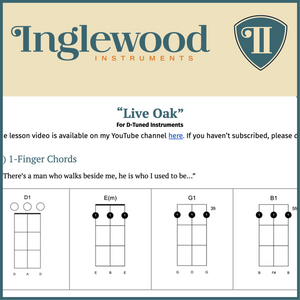 "Live Oak" Dulcimer TAB Chord Guide